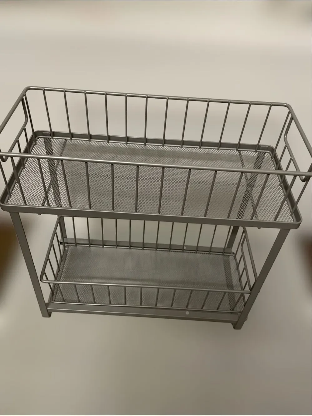 Brightroom Two-Tier Metal Storage Basket Shelf in Gray - Maximize Storage Space